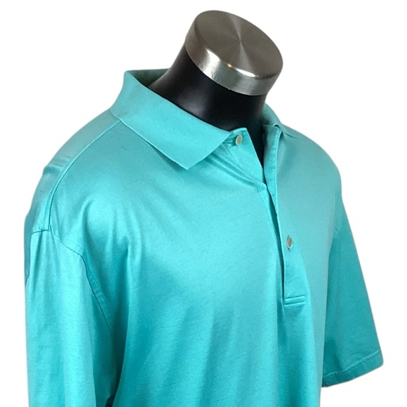 Peter Millar Polo Short Sleeve Cotton Shirt Turquoise - Picture 5 of 11